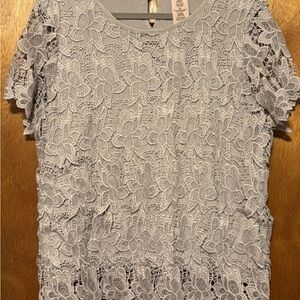 Philosophy Floral Lace Blouse - Light Gray